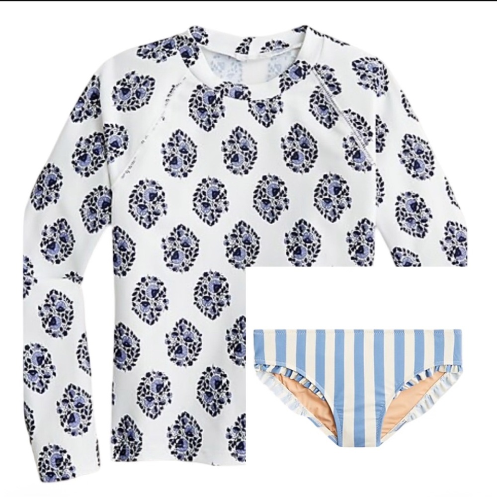 J.Crew Girl’s Pattered Rash guard and bikini bottom 👙